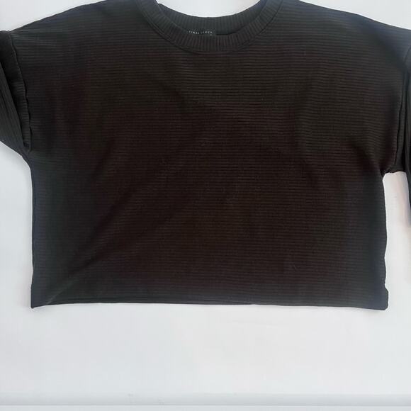 FINAL TOUCH RIBBED CREW NECK EXTENED LONG BELL SLEEVE CROP TOP SWEATSHIRT LARGE - Picture 3 of 9